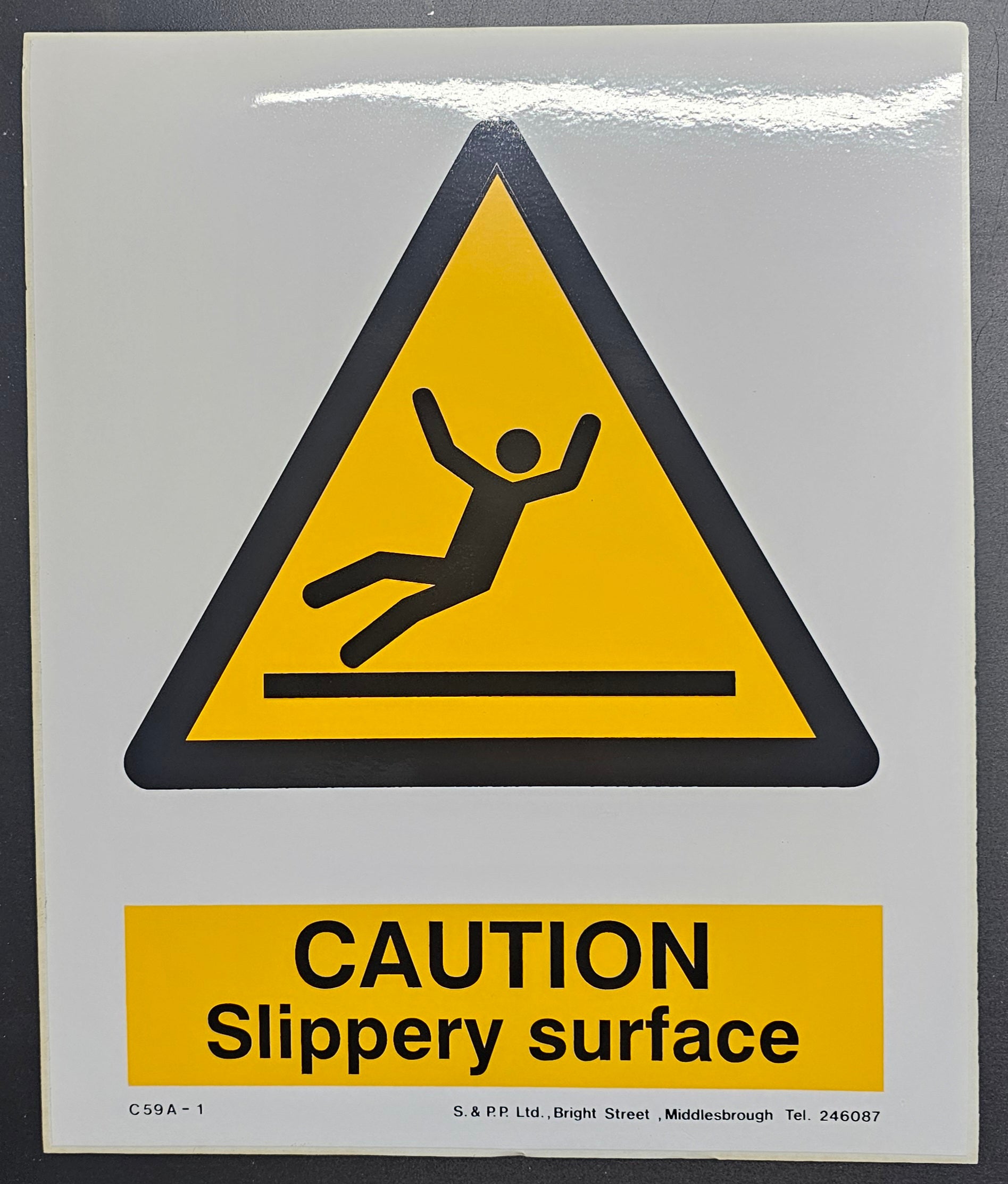 104. CAUTION SLIPPERY SURFACE (STICKER)