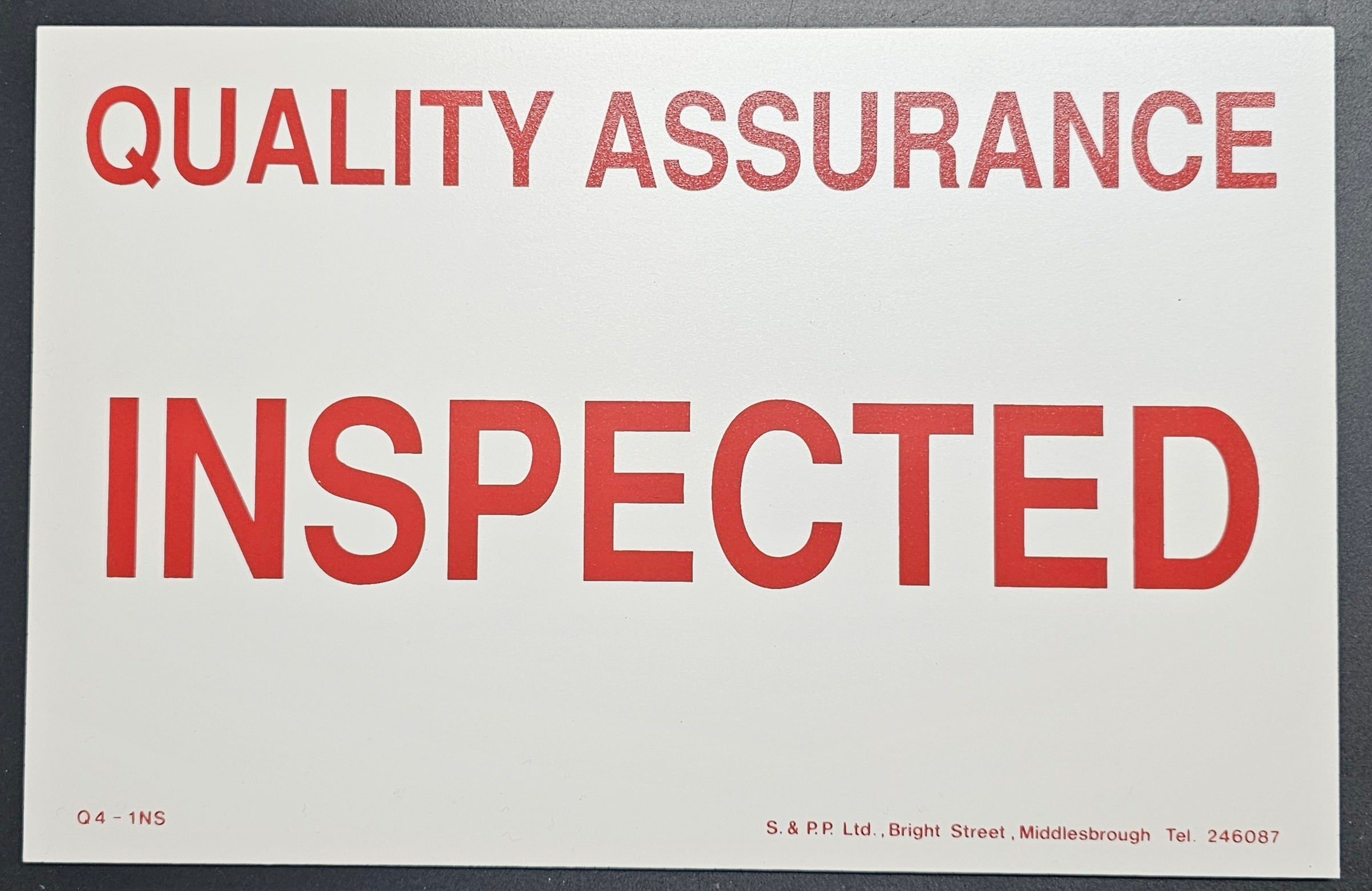 2. QUALITY ASSURANCE INSPECTED (PVC BOARD)