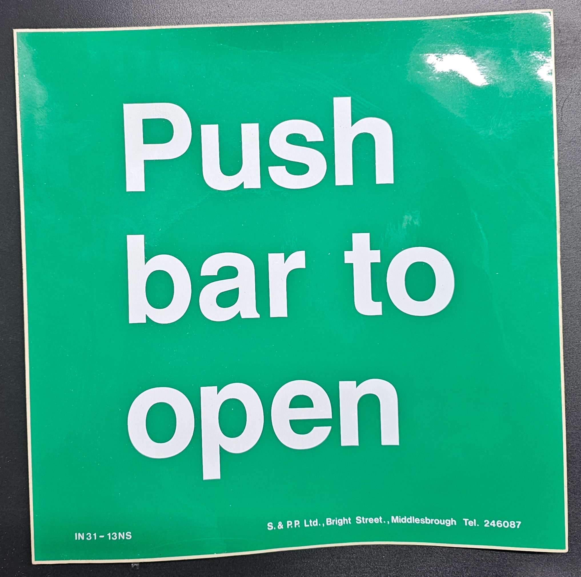 24. PUSH BAR TO OPEN (STICKER)