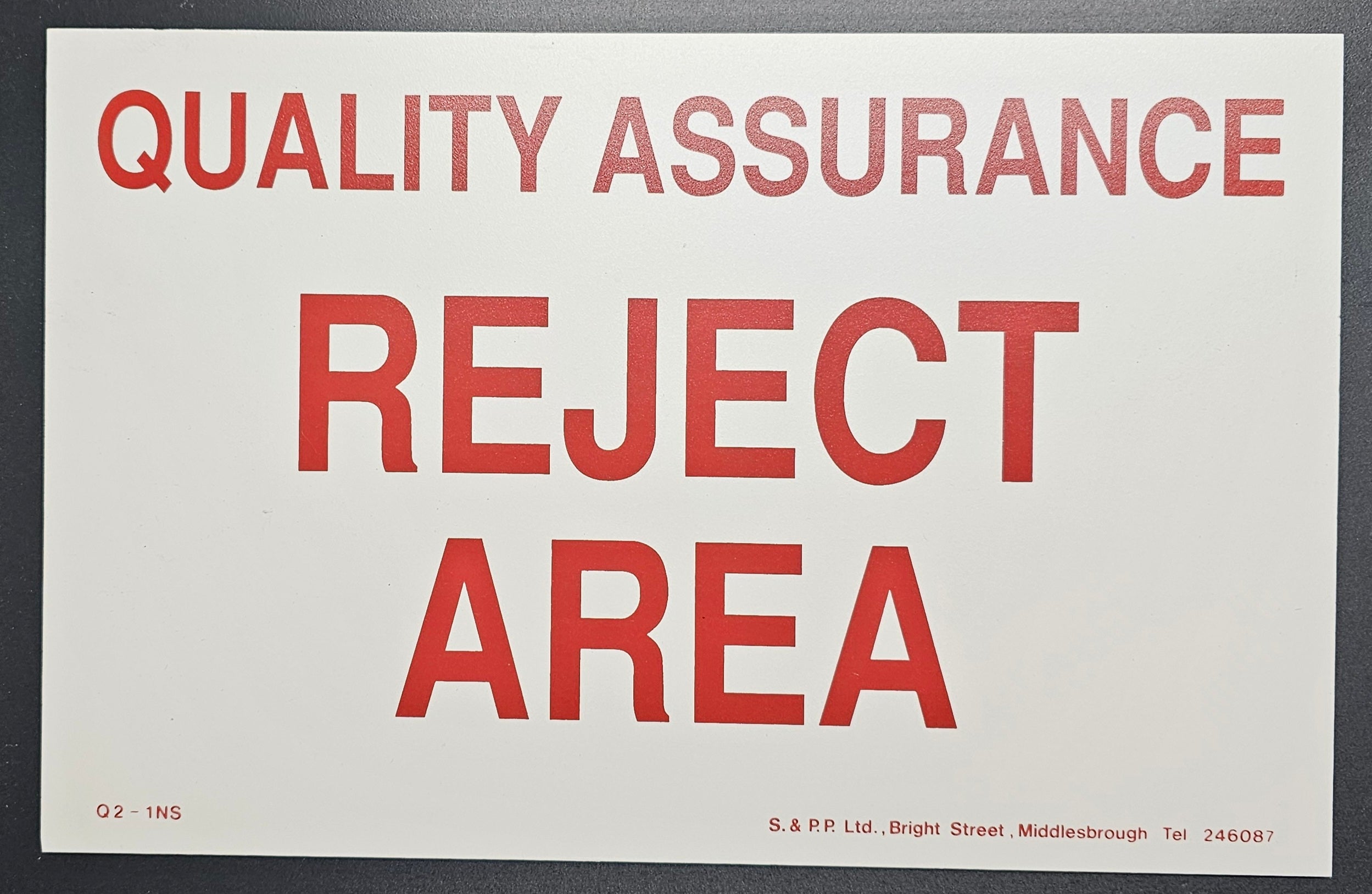 3. QUALITY ASSURANCE REJECTED AREA (PVC BOARD)