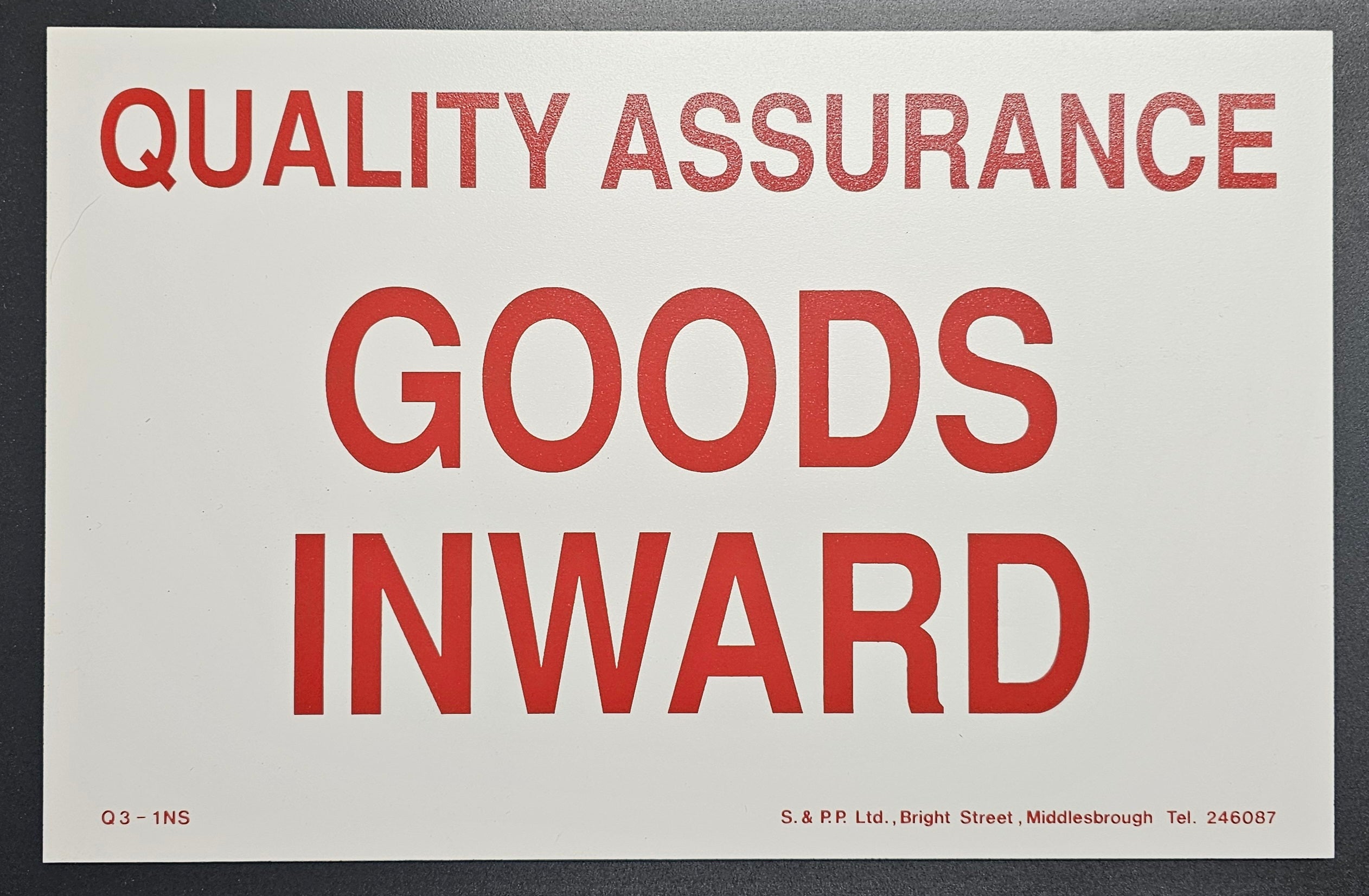 4. QUALITY ASSURANCE GOODS INWARD (PVC BOARD)