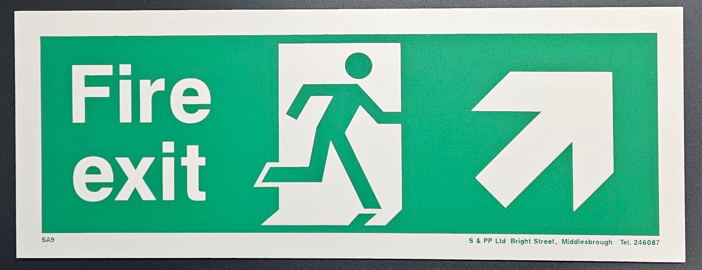 67. FIRE EXIT (arrow top right ) (PVC BOARD)