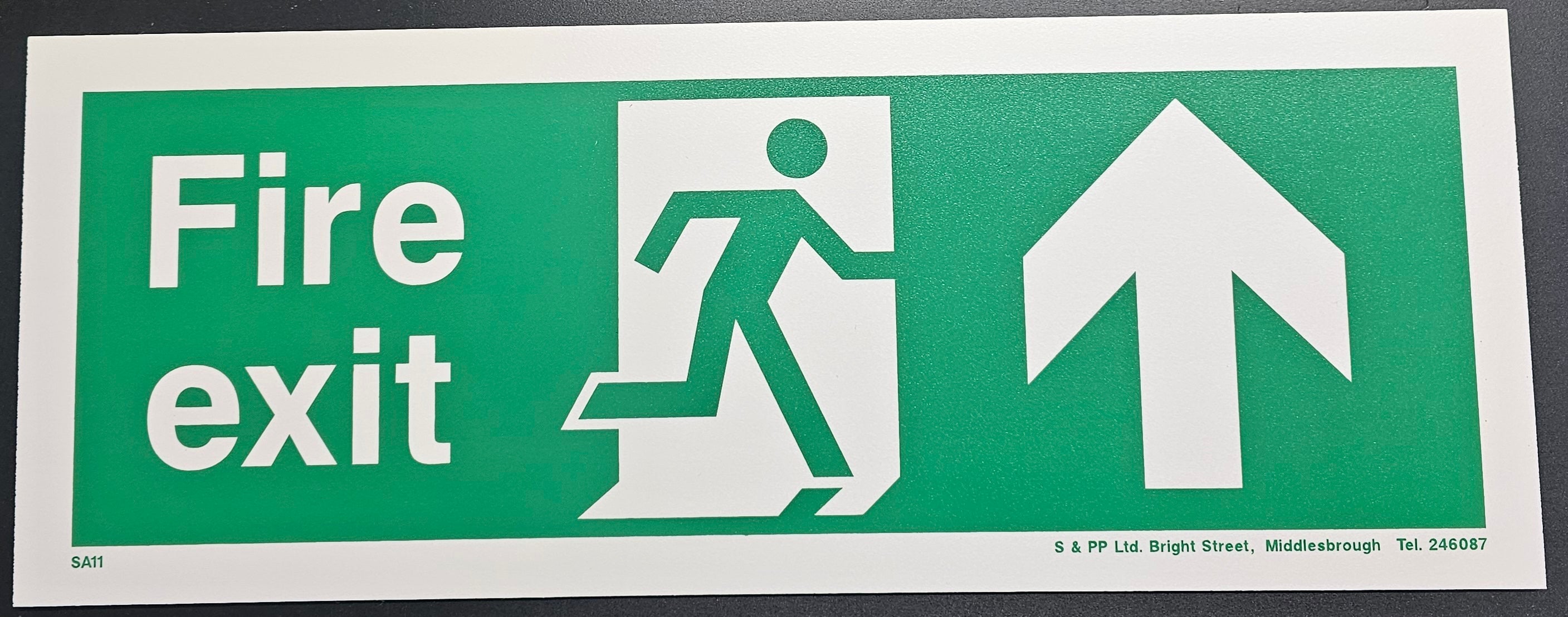 73. FIRE EXIT (arrow up ) (PVC BOARD)