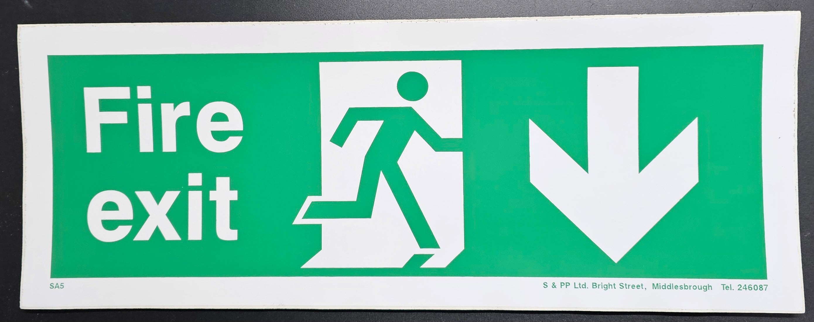 89. FIRE EXIT (arrow down) (STICKER)