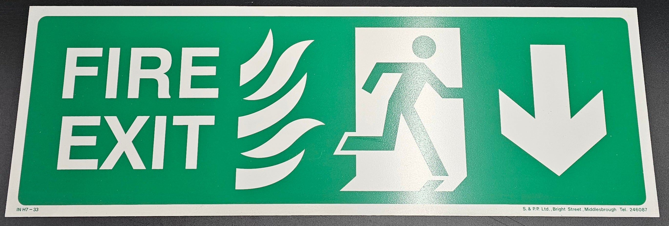 94. FIRE EXIT (arrow down) (PVC BOARD)